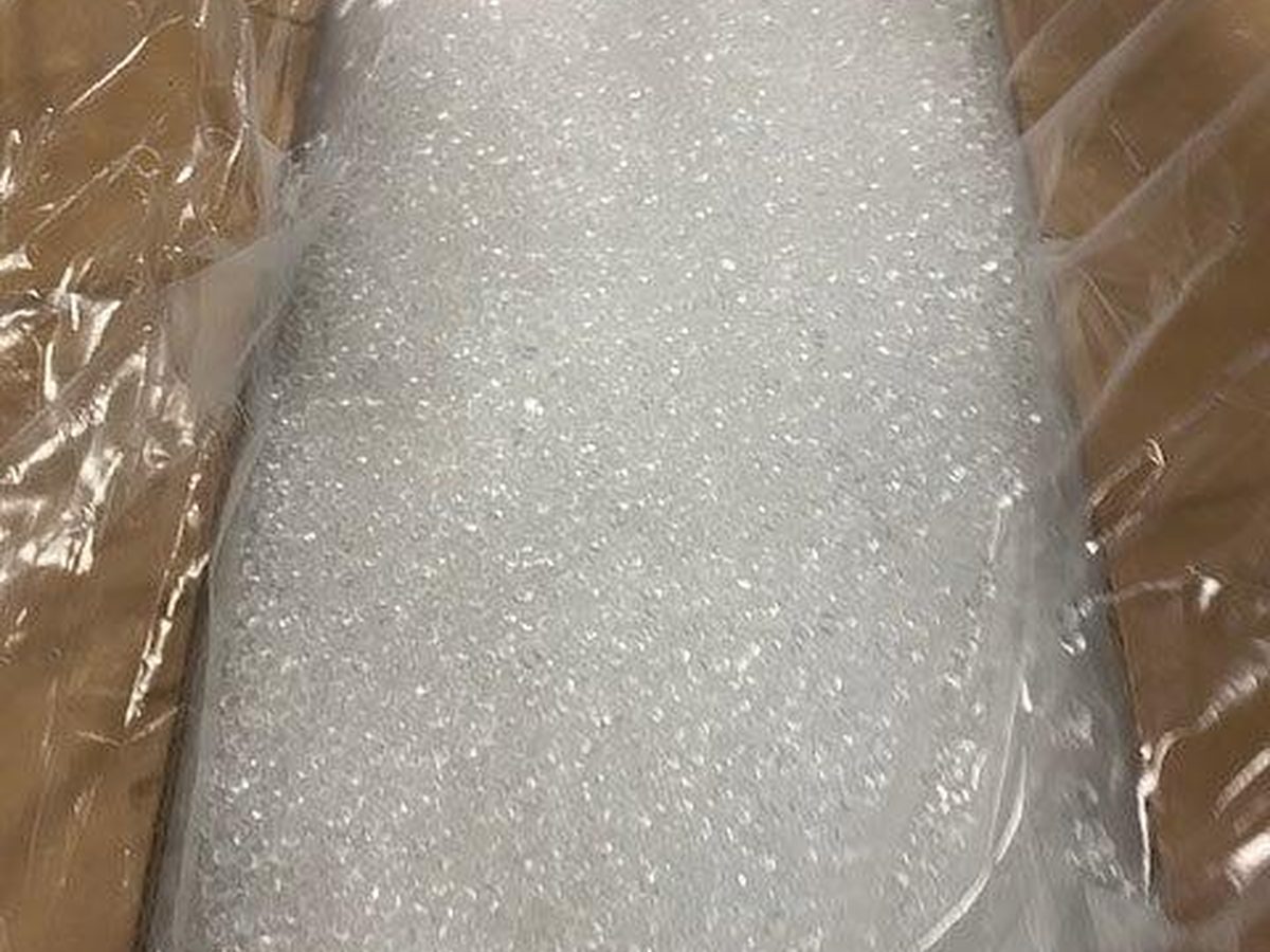 Translucent TPU pellets bagged and ready to ship